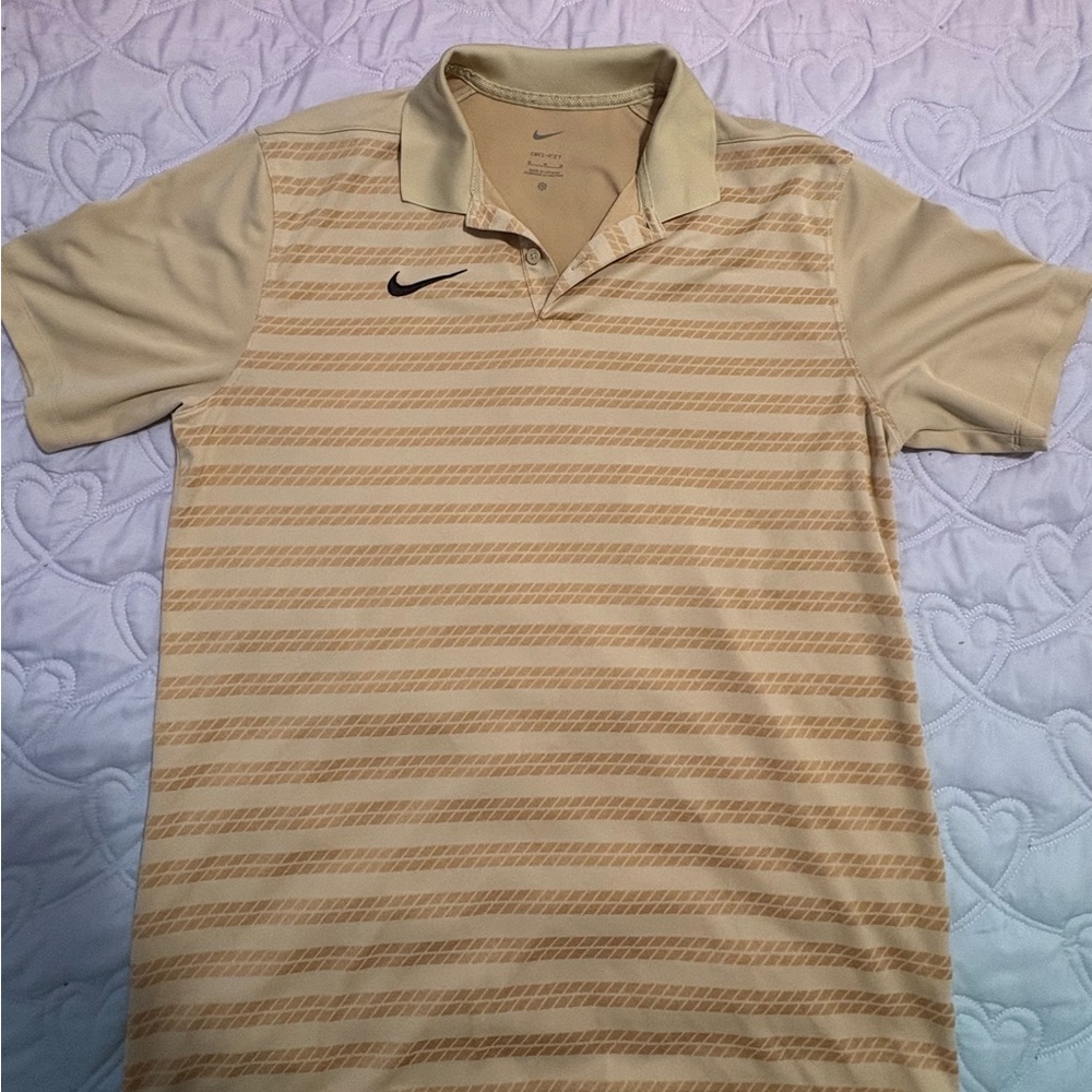 Nike Men’s Beige Striped Polo Shirt